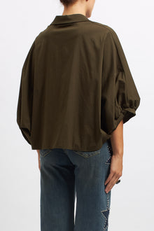 Camicia in cotone con manica a palloncino
