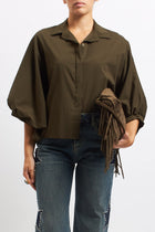 Camicia in cotone con manica a palloncino