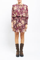 Abito corto ruffle con fantasia floreale