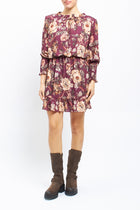 Abito corto ruffle con fantasia floreale