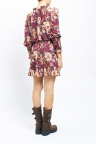 Abito corto ruffle con fantasia floreale