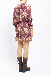 Abito corto ruffle con fantasia floreale