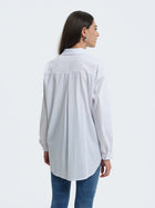 Camicia in cotone tinta unita con maniche a tre quarti