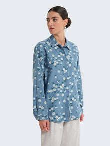 Camicia in denim con stampa margherite