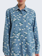 Camicia in denim con stampa margherite