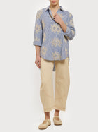 Camicia over a righe con ricami