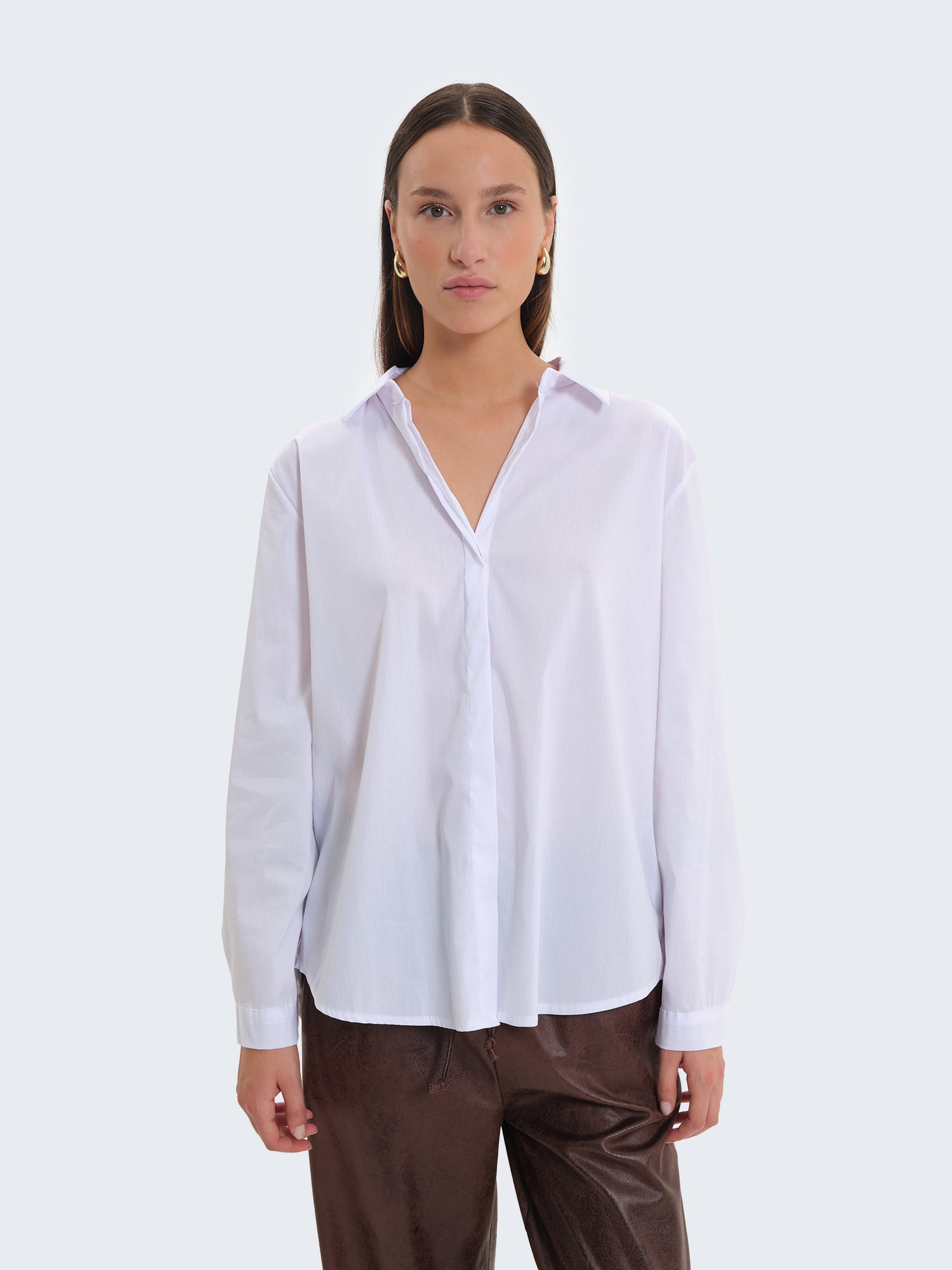 Camicia in cotone tinta unita