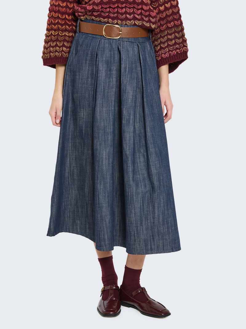 Gonna in denim con cintura