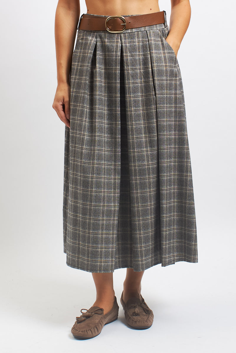 Houndstooth Skirt with Belt