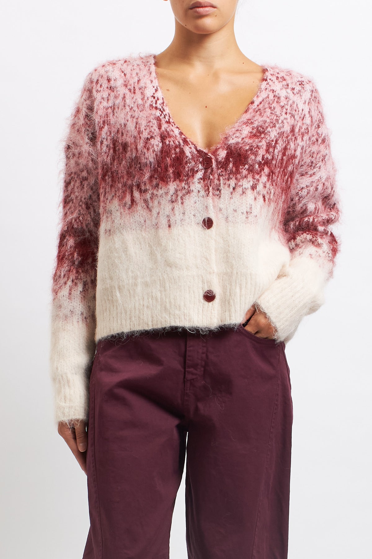 Cardigan in lana con effetto degradè