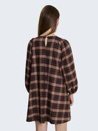 Abito corto a quadri con maniche a palloncino