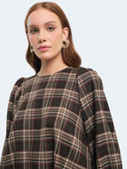 Abito corto tartan con maniche a palloncino