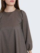 Abito corto a quadratini con maniche a palloncino