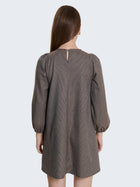 Abito corto a quadratini con maniche a palloncino