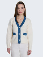Cardigan con dettagli denim
