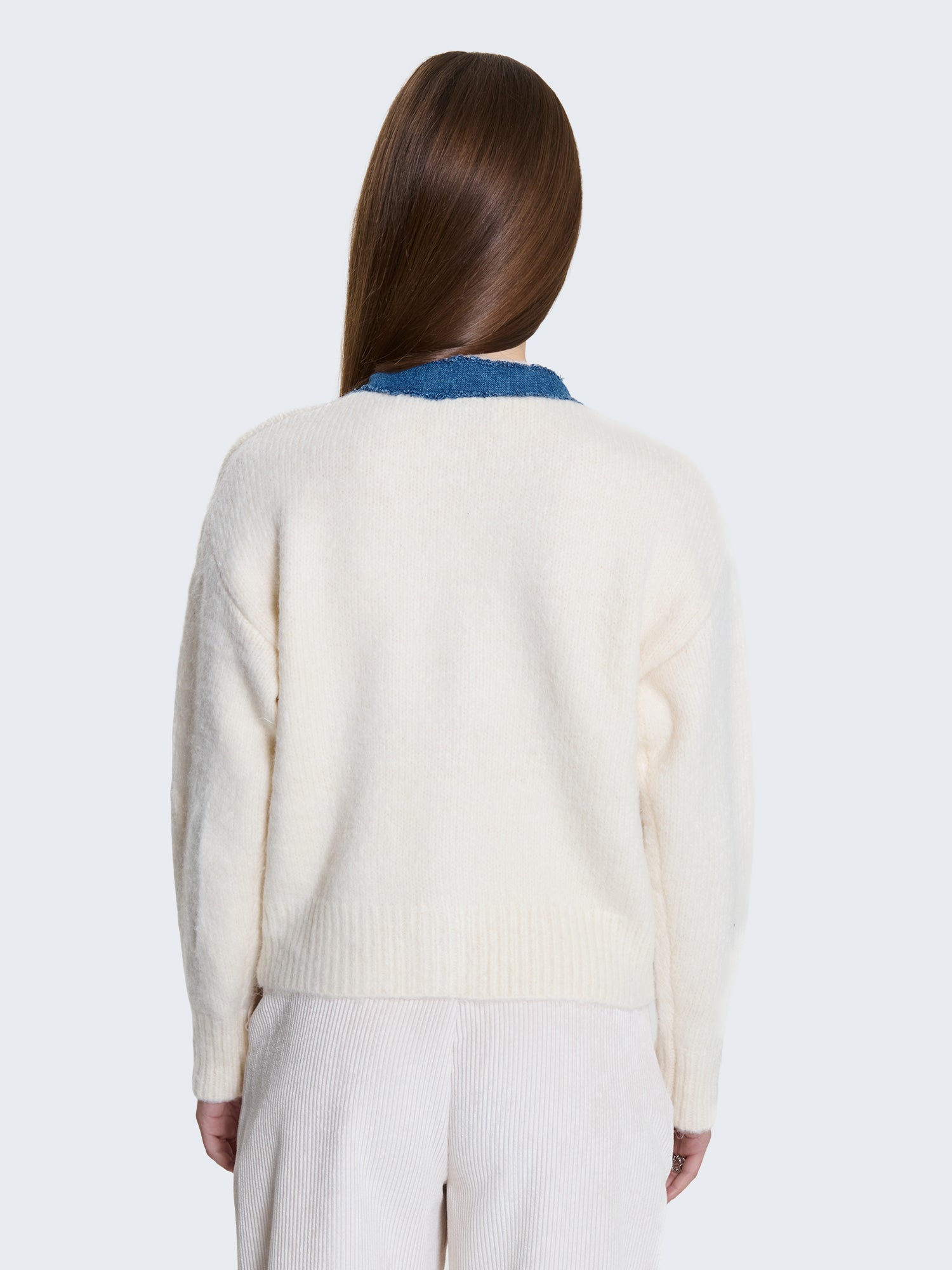 Cardigan con dettagli denim