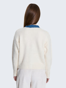 Cardigan con dettagli denim