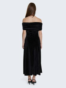 Abito lungo in velluto con strass