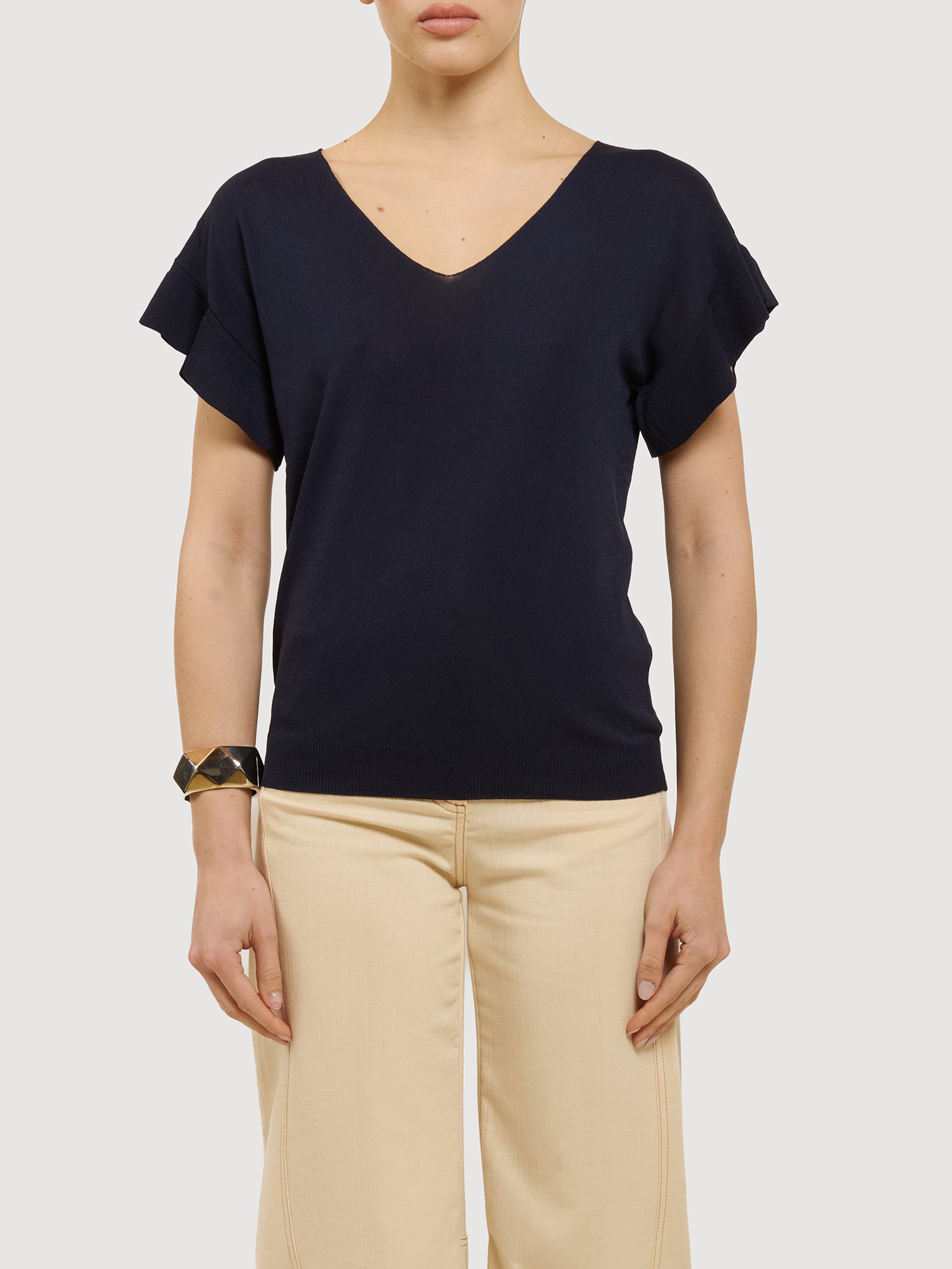 Maglia a maniche corte con volant