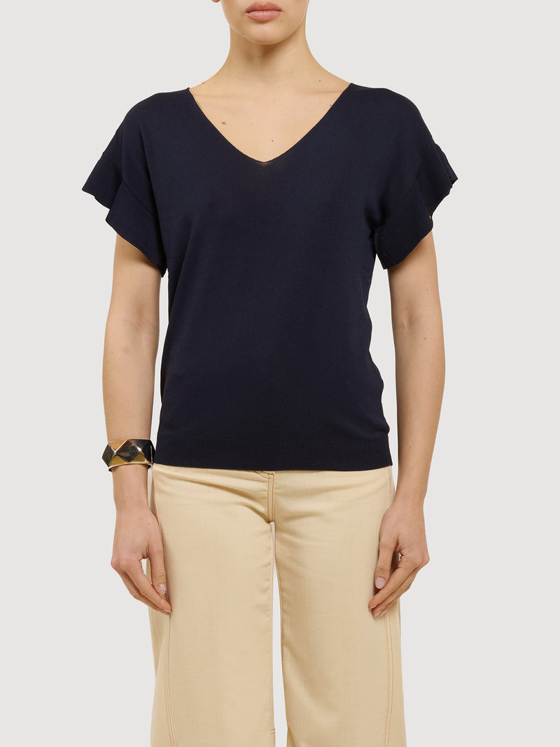 Maglia a maniche corte con volant