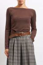 Maglia cropped con scollo a barca