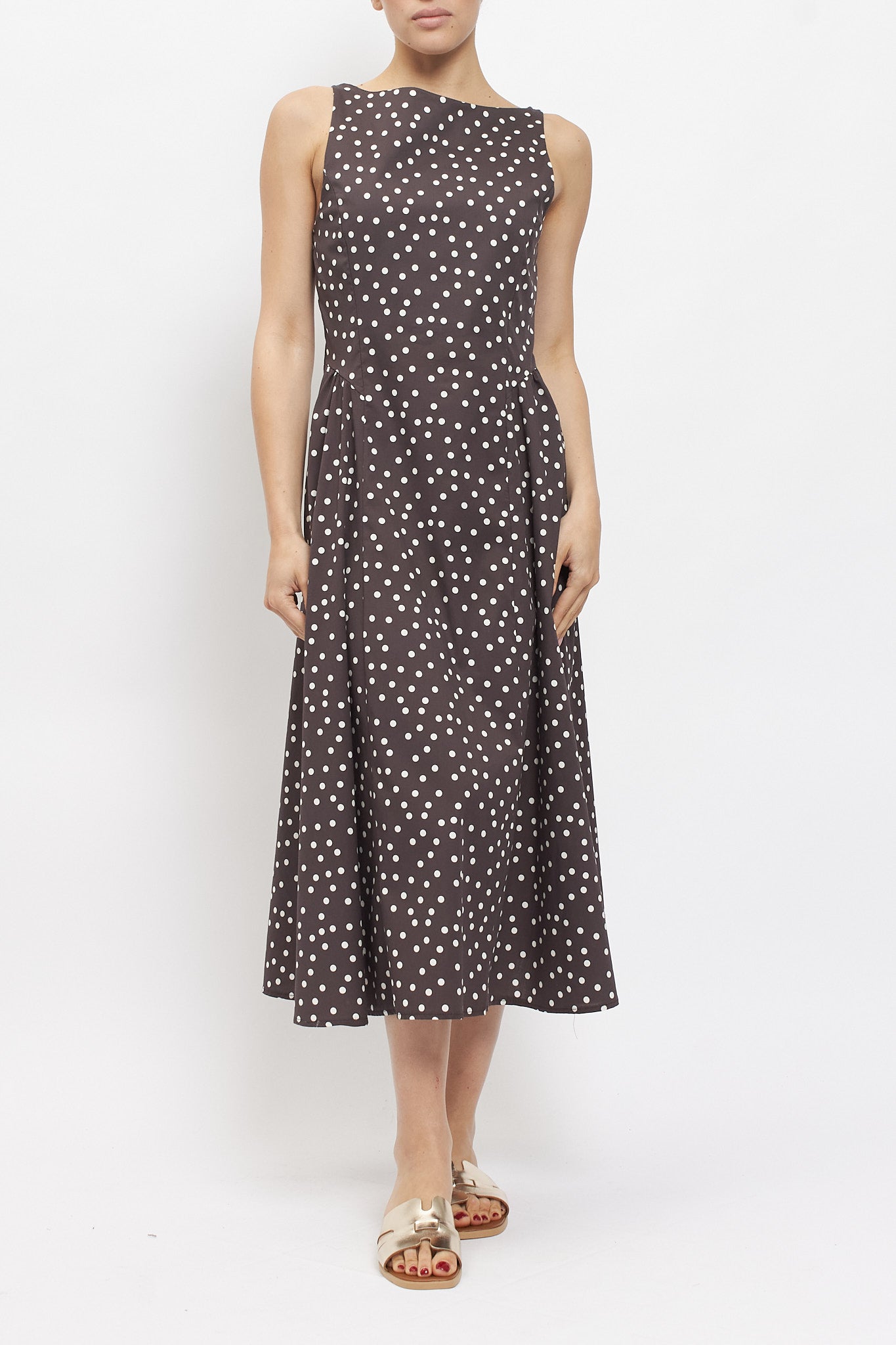 Abito midi con fantasia pois