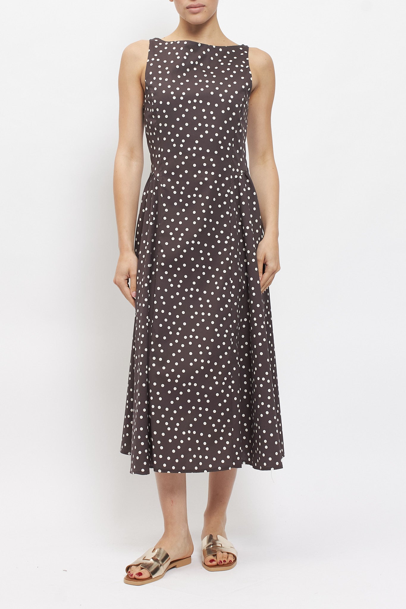 Abito midi con fantasia pois