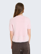 Maglia a maniche corte con bordo in pelo