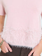 Maglia a maniche corte con bordo in pelo