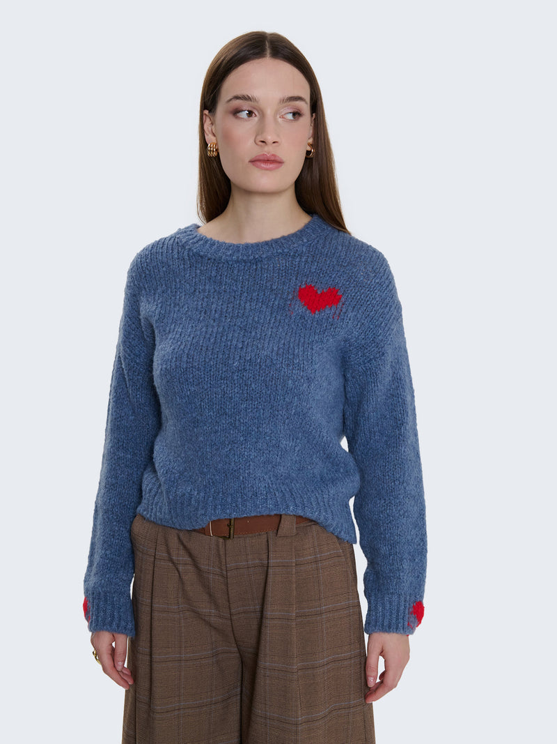Maglione intrecciato con cuori