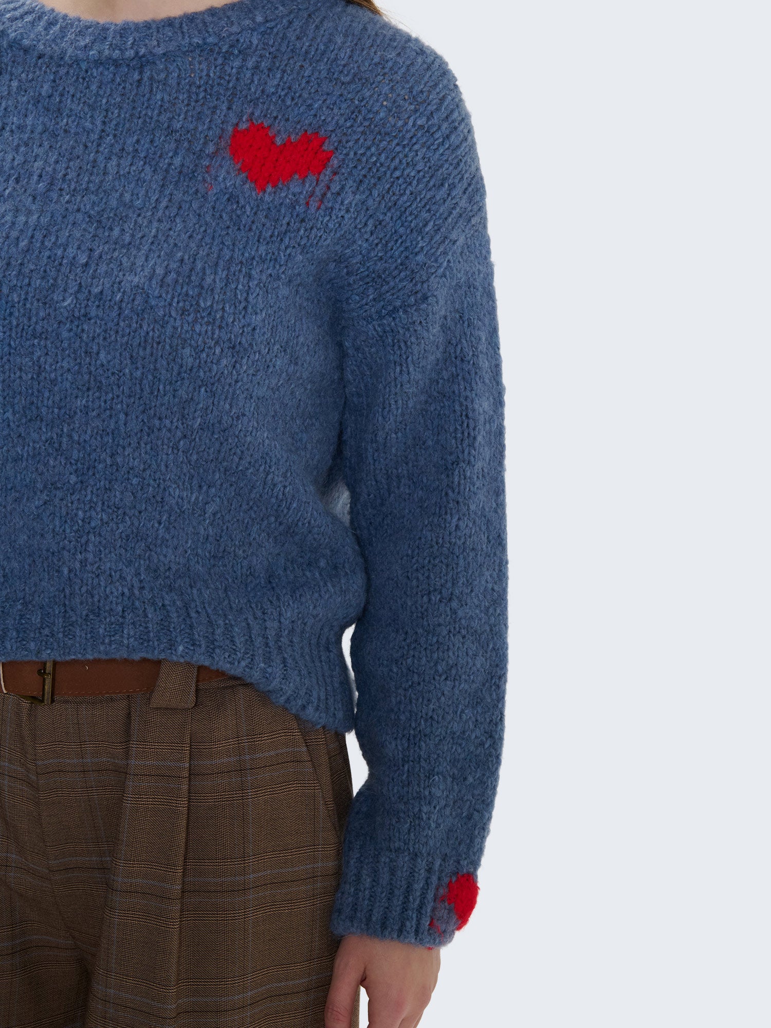 Maglione intrecciato con cuori