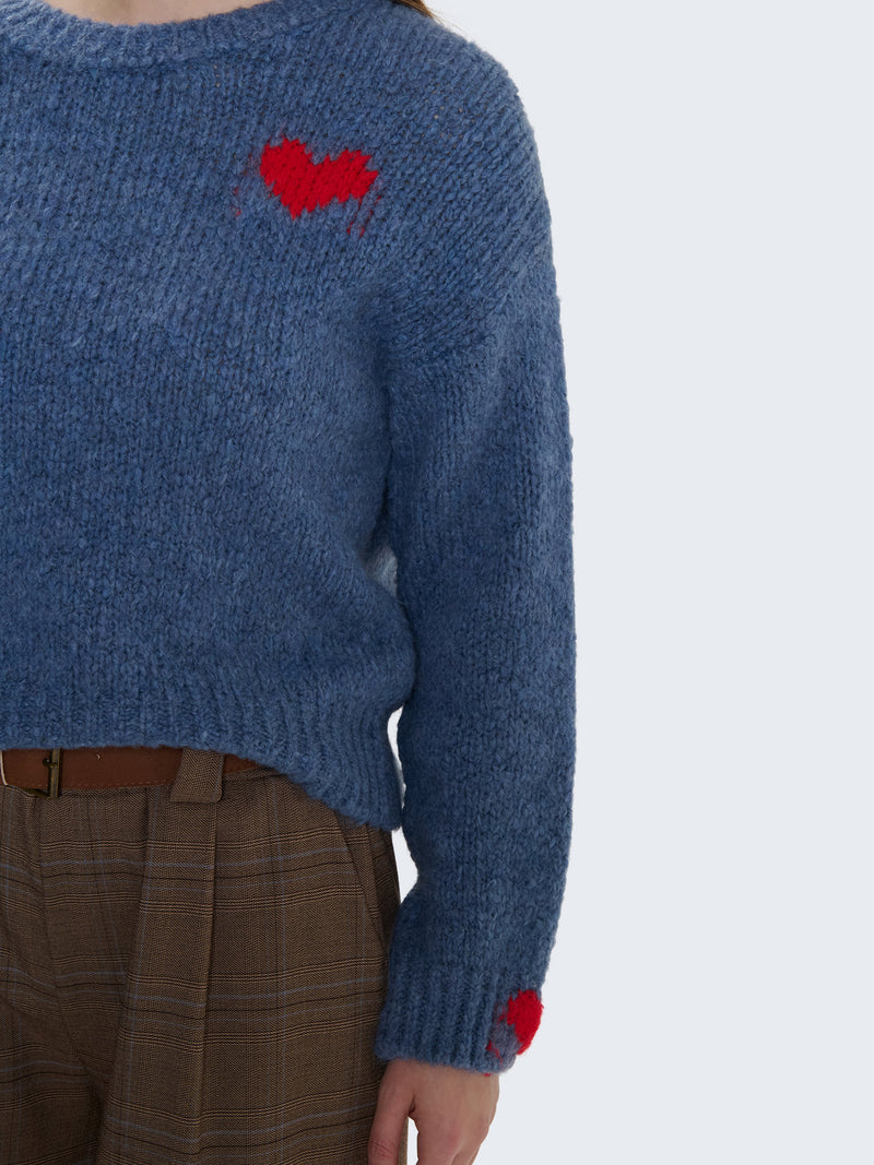 Maglione intrecciato con cuori