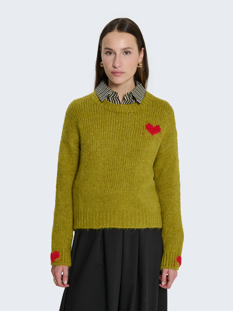 Woven sweater with hearts