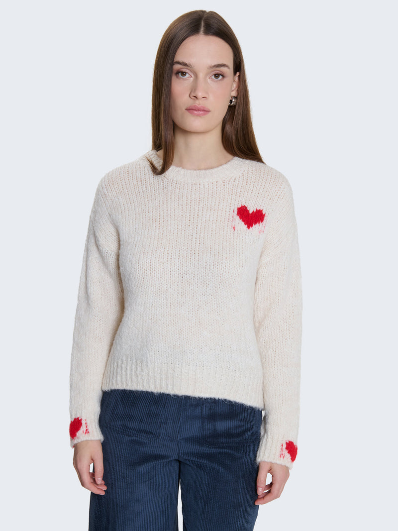 Maglione intrecciato con cuori