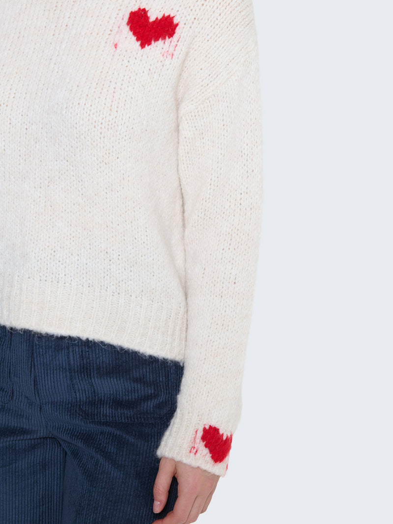 Maglione intrecciato con cuori