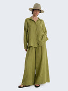 Linen Palazzo Pants with Pinstripes