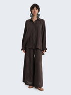 Linen Palazzo Pants with Pinstripes