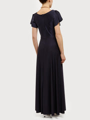 Long dress with flounce sleeves