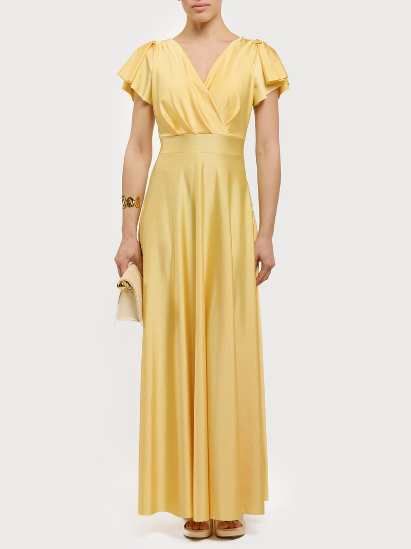 Abito lungo con maniche volant