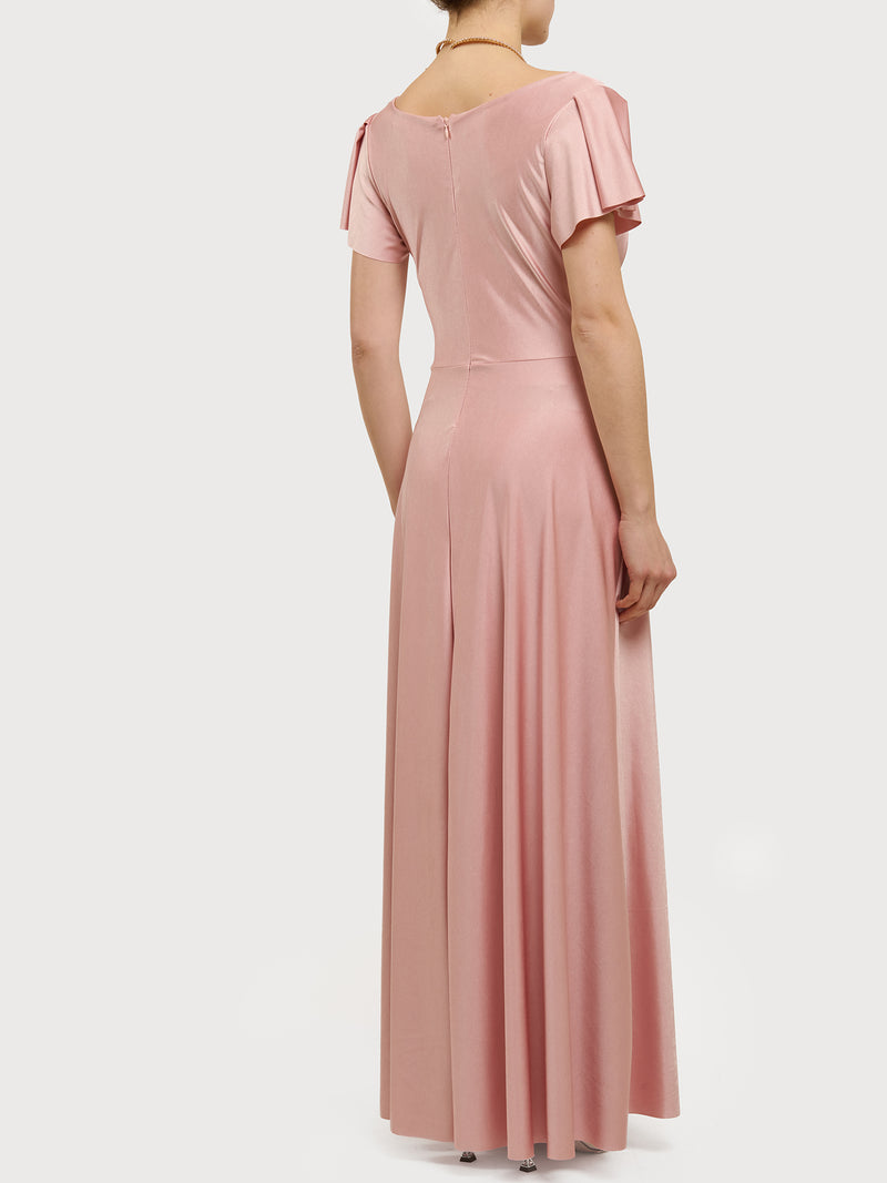 Abito lungo con maniche volant