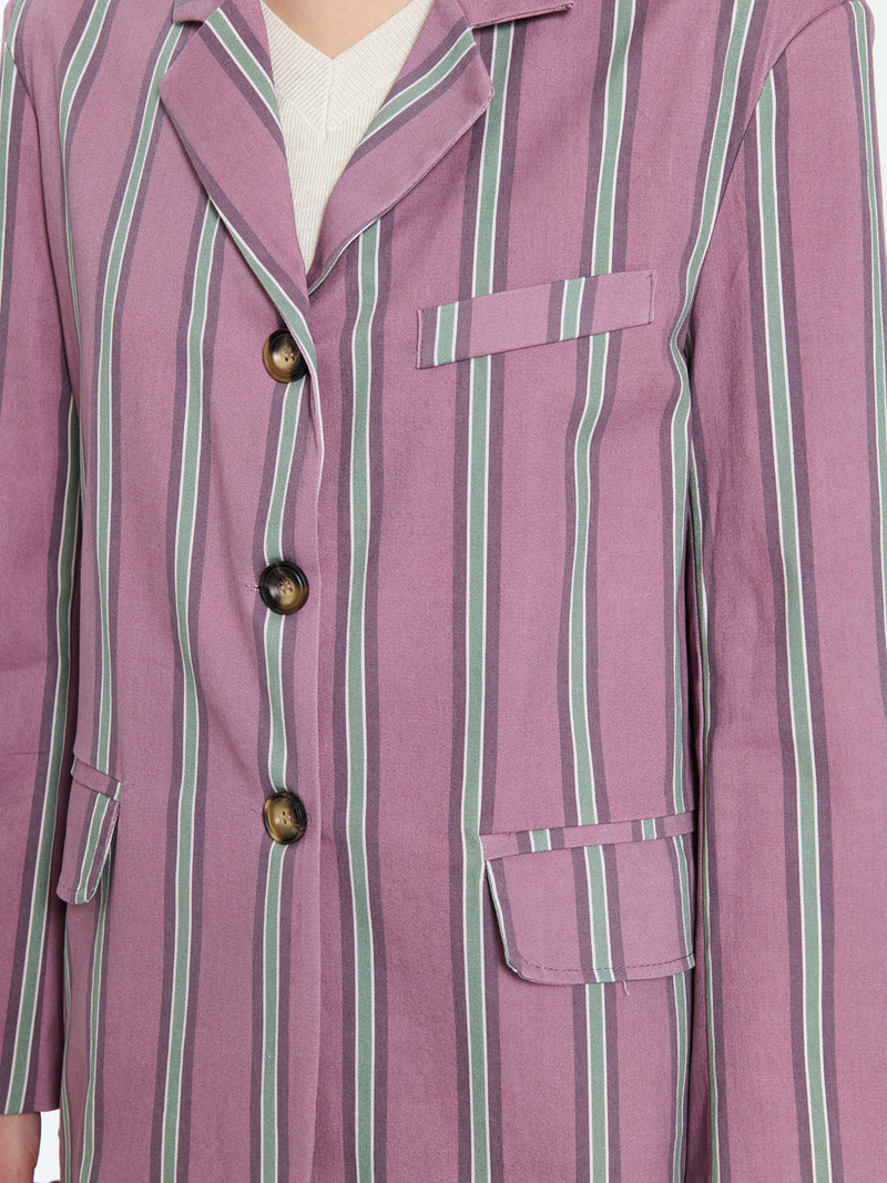 Blazer in cotone con righe verticali