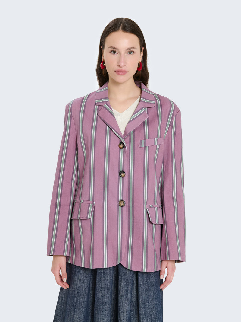Blazer in cotone con righe verticali