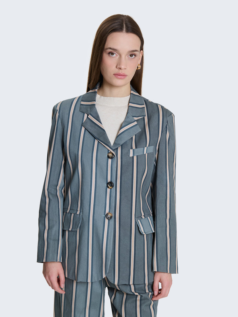 Blazer in cotone con righe verticali