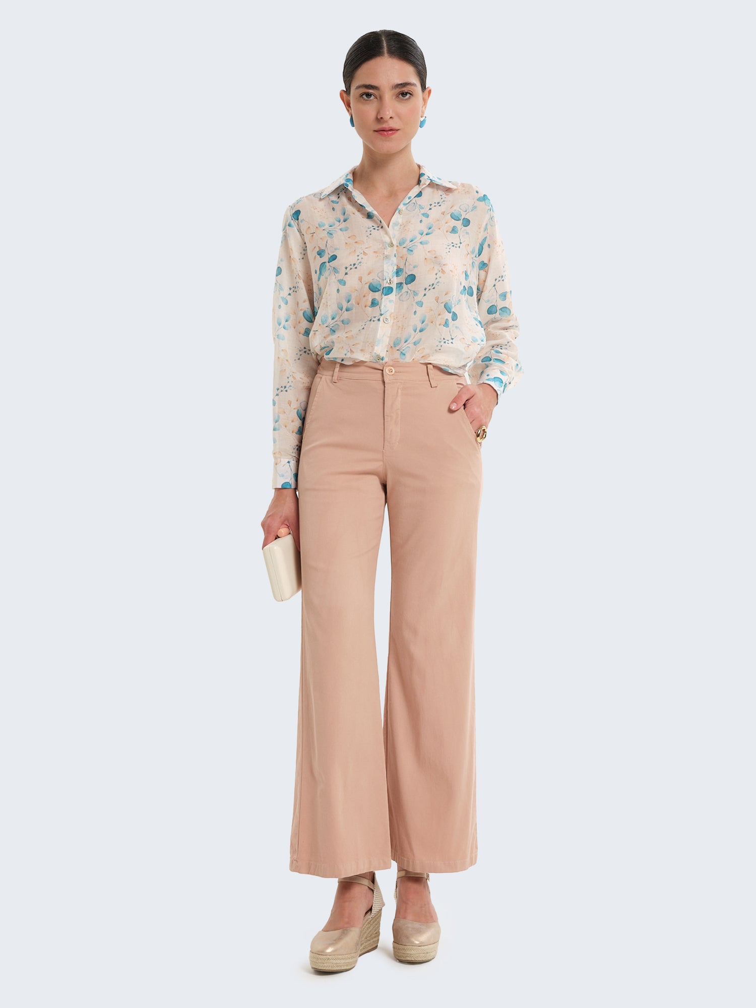 Camicia misto seta con fiori