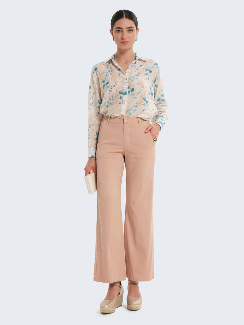Pantaloni flare in cotone