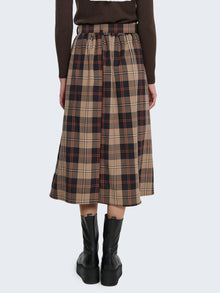 Check patterned belted skirt