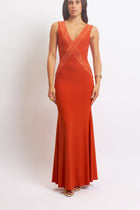 Abito con scollo a V in pizzo