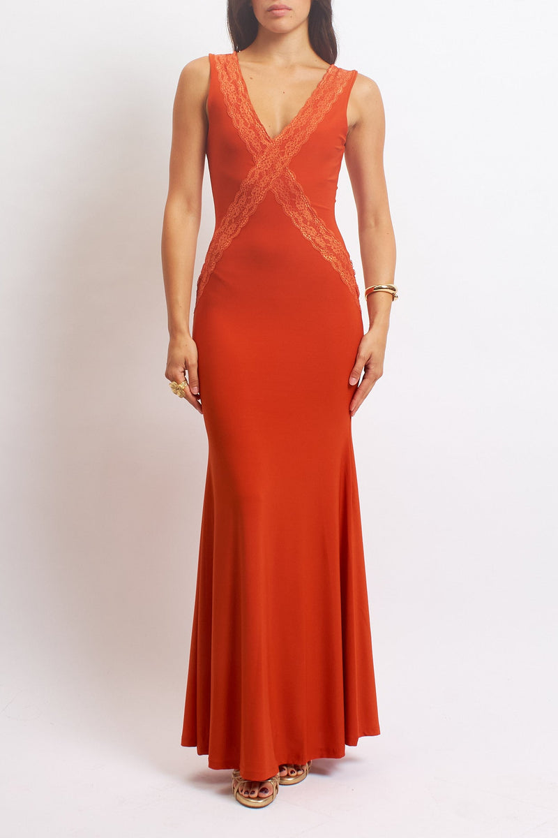 Abito con scollo a V in pizzo