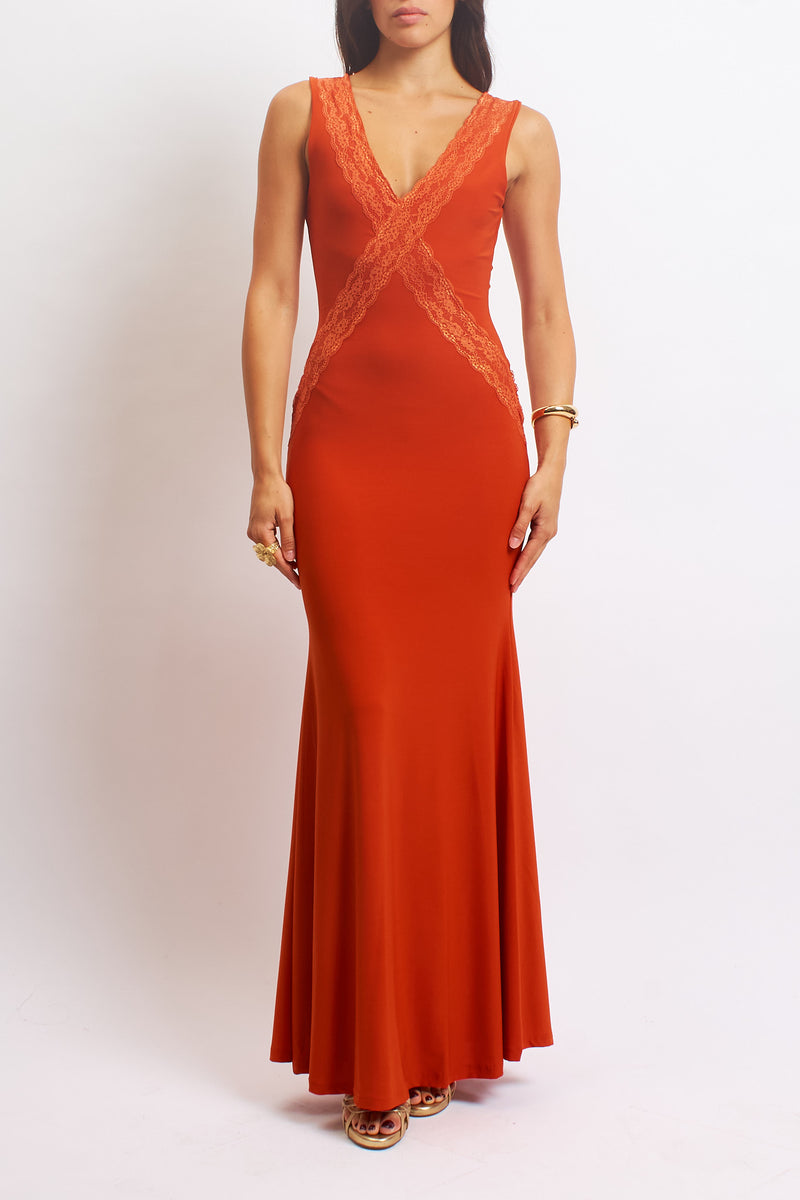 Abito con scollo a V in pizzo