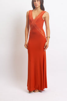 Abito con scollo a V in pizzo